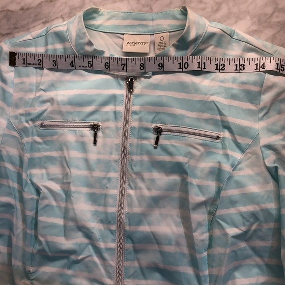 Zenergy Chico Blue/White Striped Jacket w/ Pockets Small - Picture 10 of 14